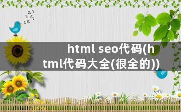 html seo代码(html代码大全(很全的))